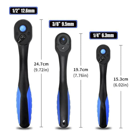 Heavy Duty 3 Piece Ratcheting Wrench Set With 72 Tooth Precision Gears And Badass Ergonomic Handles Built From Heat Treated Alloy So You Can Beat Stubborn Bolts Without Cracking Your Knuckles