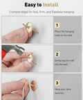 Top Tier 80 Piece Picture Hanging Kit featuring assorted bulletproof metal hooks being installed on a wall.