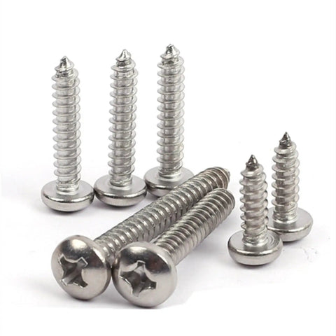 500 Piece M3 Stainless Steel 304 Self Tapping Screws Pan Head design assortment on white background.