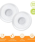 Two Mixer Bowl Covers Splatter Guard Lids For 4.5 To 5 Quart Tilt Head Stand Mixer Two Pack on white background with BPA free badge