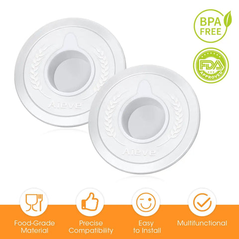 Two Mixer Bowl Covers Splatter Guard Lids For 4.5 To 5 Quart Tilt Head Stand Mixer Two Pack on white background with BPA free badge