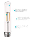 Retro Edison T9 LED Tube Light Bulbs 60W Equivalent, 5W Dimmable Warm White 2700K, 550 Lumens, Clear Glass LED Filament with E26 Base
