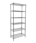 Badass Six Tier Rolling Storage Shelves With Smooth Caster Wheels Hauls Up To 2400 Pounds Total Adjustable Heavy Duty Metal Rack displaying six open wire shelves.