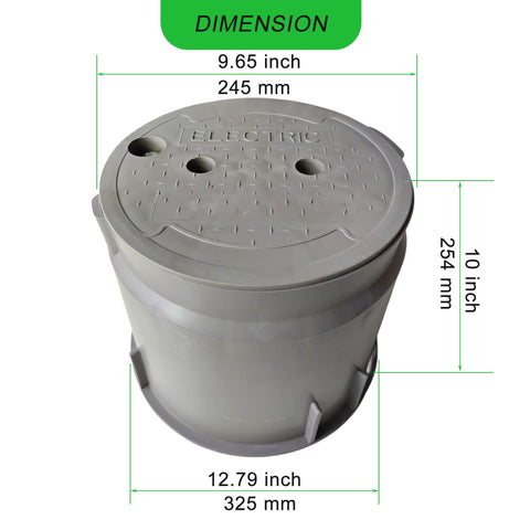 10 Inch Underground Electrical Junction Box For Outdoor Wiring In Ground Splice Box With Removable Lid, Heavy Duty PVC Construction