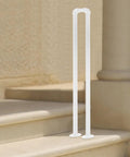 Heavy Duty U Shape Stair Handrail With Steel Wall Mount Brackets For Indoor Steps Featuring Light Baked Enamel Finish and Tube Grip on steps.