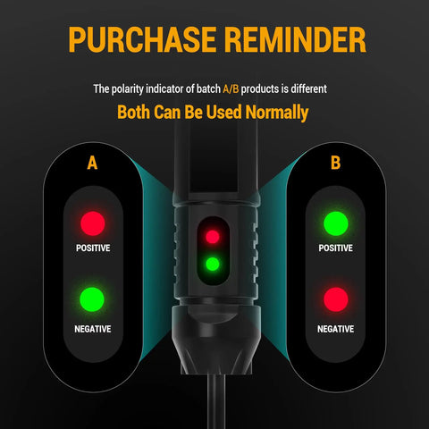 3-72V DC Automotive Test Light Bidirectional Volt Circuit Tester For Car Electrical Troubleshooting, Wider Voltage Range To Check Headlights, Taillights, Fuses, Batteries And Circuits Today. Polarity indicator detail