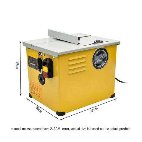 Shop Badboy 2300W Dust Free Table Saw For Straight Shooting Woodworking Brush Motor 4900RPM Electric Cutter showing side view with dimensions.