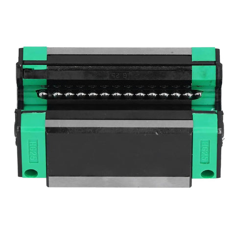 Ultra Smooth Low Friction Linear Slider Bearing With Steel Rail Block For CNC Machines And Automated Machining High Precision Linear Motion Guide Rail Component For Repeatable Positioning. HGH25CA linear slider block, hardened steel, top view