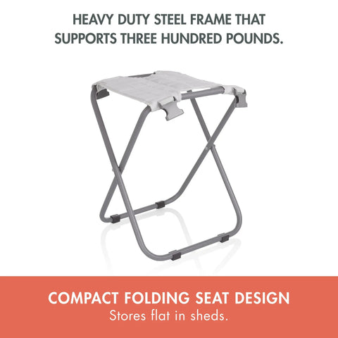Gardener Two Point Zero Folding Seat With Tools All In One Portable Garden Stool With Detachable Storage Tote And Five Handy Tools Organizer Grab And Go Outdoor Work Buddy Fog Gray folding seat