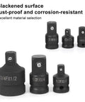 Sorandy 6Pcs Impact Socket Converter Kit CR MO Chrome Moly Steel Ball Bearing Tool with Secure Hold Rust Proof Surface For Auto Repair And CNC Machines Heavy Duty blackened socket adapters with size markings
