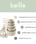 Beille Wheat Straw Measuring Cups And Spoons Set Ten Piece for cooking and baking, eco-friendly, BPA-free, stackable design