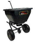 Deluxe Tow Behind Broadcast Spreader With Extended Easy Reach Handle And Weatherproof Cover, 175 Lb Capacity For Lawn Care