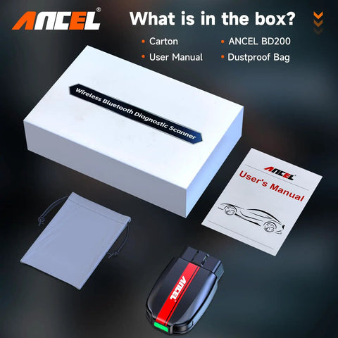 BD200 Bluetooth OBD2 Scanner With Exclusive App On iOS And Android DIY Friendly Code Reader box contents overview