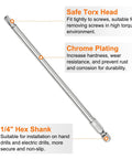 Tough As Nails T27 Security Torx Bit Set 1/4 Inch Hex Shank, 6 Inch Long, chrome plated for durability and secure grip.