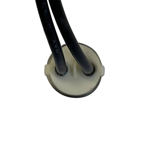 Universal 12V Amber Indicator Light Pack with Half Inch Mounting Diameter, rear view of light base and wiring, 5 Pack