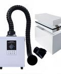 Heavy Duty 150 Watt Brushless Solder Fume Extractor With Blasting 163 Cfm Airflow for fumes, featuring filter layers and flexible hose.