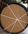 Heavy Duty Wood Lazy Susan Turntable Featuring Silky Smooth Swivel Motion For Home Kitchen And Hospitality Buffets In Classic Walnut Finish, underside view with packaging.