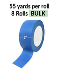 Blue Painter Tape 2 Inch Wide, 8 Rolls Total, 440 Yards Masking Tape For Walls Glass Wood Trim, tape roll with length info