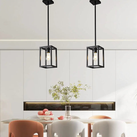 Black Pendant Light For Dining Room And Kitchen Island, Dope 1 Light Modern Hanging Fixture over dining table, industrial matte black.