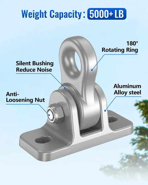 Beefy Heavy Duty Swing Hangers With Corrosion Resistant Alloy Steel 5000+ Lb Capacity featuring rotating ring and anti-loosening nut.