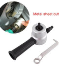Versatile 360 Degree Adjustable Double Head Nibbler For Sheet Metal Cutter Shear And Power Drill Attachment shown with wrench