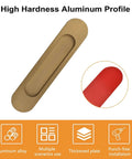 Self Stick Oval Sliding Door Pulls Set of 4 Aluminum Alloy Recessed Door Handles Punch Free Bronze Gold 180mm close-up view