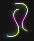 Two 350mm iCUE LS100 Smart Lighting Strips Expansion Kit With 21 Addressable LEDs Each showing colorful RGB lights on black background