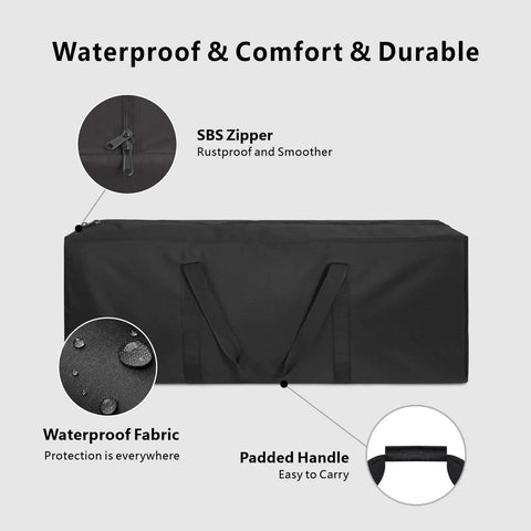 42 Inch Large Zippered Duffel Bag For Travel Camping And Sports Gear Waterproof Foldable Luggage With Padded Handles Be A Beast Of A Bag Ultra Durable Oxford Cloth 41 Gallon Capacity Easy Access Main Compartment with waterproof fabric, SBS zipper, padded handle.