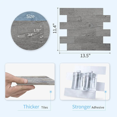 Peel And Stick Wood Wall Panels Gray Pack Of 10 Sheets, DIY Friendly Accent Wall Or Backsplash With Distressed Wood Grain, Waterproof And Heat Resistant, Easy Install For Fast Renovations