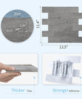 Peel And Stick Rustic Wood Stone Slate Backsplash Tiles For Kitchen Waterproof And Heat Resistant Distressed Silvery Moon Finish 10 Sheet Pack Easy DIY Wall Upgrade showing tile dimensions and thickness.