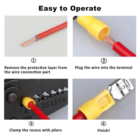 200Pcs Red Vinyl Insulated Female Spade Wire Connectors For DIY Auto Wiring 22-16 AWG 6.3mm 1/4 Inch Quick Disconnect Terminals Electrical Crimp Connectors With Flame Retardant PVC Insulation, wiring steps