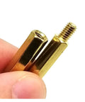Brass Copper PCB Hex Standoff Pillar Spacer Kit Bundle M2 0.5 M3 M4 Assortment With 510 680 And 1700 Pieces For Electronics DIY Projects Includes Screw Nuts And Column Spacers For Mounts, close-up brass hex standoffs