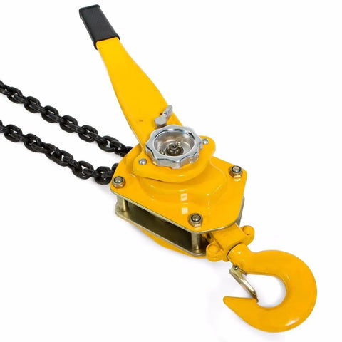 Heavy Duty Lever Block Chain Hoist And Comealong Puller With 6 Ton Capacity For No Drama Load Moving Featuring slick mechanism and comfy handgrip.