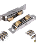 Slick Stainless Steel Sliding Door Rollers Double Wheel Groove Pulley Track Hardware Kickass Durability For Window Slider Replacement Bottom Support Carriage No Brainer Swap, close-up view of double wheel rollers.