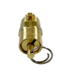 Front view of brass 1/8 in NPT industrial hard-seat safety pressure relief valve with key ring