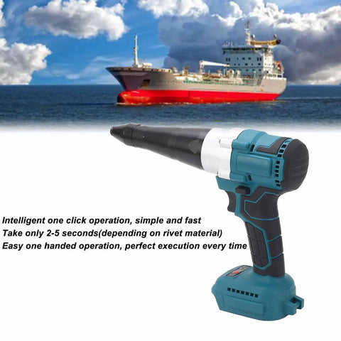 Efficient And Safe Brushless Cordless Rivet Gun 18V Electric Kit With High Capacity Battery For Heavy Duty Fastening Jobs That Hit Hard, teal model