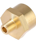 Brass pipe reducer adapter with hex body, 1/8 in male NPT to 1/2 in female NPT