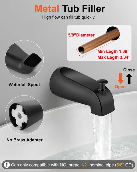 Top Drawer Matte Black Shower Tub Faucet Set With Handheld Six Inch Rain Showerhead And Slick Wall Mount Bathroom Plumbing Kit For Quick Home Makeovers