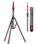 Pro Grade Aluminum Light Stand and Tripod for Photography Adjustable 24 to 102 Inches Studio Ready with red accents