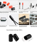 Round Rubber End Caps Set Of 100 For 1/2 Inch Inner Diameter 12mm Vinyl Flexible Screw Thread Protectors Black For Metal Tubing Rod Bolts Furniture Feet Cables, black 12mm end caps on pipes, bolts, cables, and furniture feet