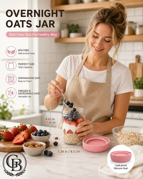 Straight Up Game Changer Bpa Free Glass Overnight Oats Containers With Tight Sealing Lids Durable Mason Jars For Meal Prep Fresh Breakfast Storage 16 Oz Four Pack Keep It Crisp