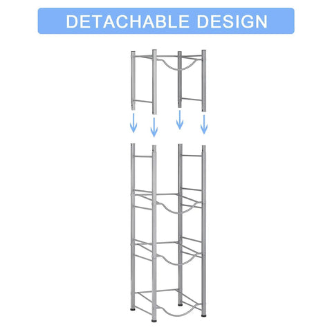 5 Tier Water Jug Stand Storage Rack For Five Gallon Jugs Detachable Heavy Duty Water Dispenser Shelf Easy Assembly Space Saving Water Bottle Organizer For Home Kitchen Office And Garage showing detachable design feature.