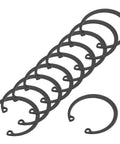 10 Pcs Internal Retaining Rings Set 48mm C Clip Snap Rings 65Mn Steel Circlips for Automotive Grooved Shafts and Studs Durable Manganese Steel With Oxidation Finish displayed in a flat layout, showing black oxidation finish.