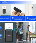 Wireless Door Chime Kit With 600 Foot Range And 3 Magnetic Door Sensors 2 Plug In Receivers 62 Tunes And 5 Volume Levels For Home Office Storefronts No Fuss Setup showing usage instructions and depiction.