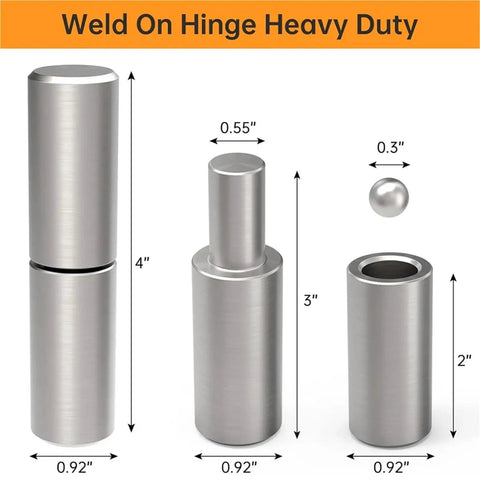 Heavy Duty Weld On Barrel Hinges 4-Inch By 1-Inch For Iron Doors And Metal Gates Ball Bearing Weldable Gate Hardware