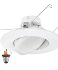 Big Time Brightness Rotatable Led Retrofit Downlight Gimbal showing white finish, adjustable design for 5 and 6 inch ceiling cuts.
