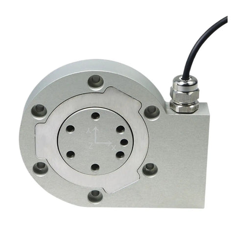 Side view of Six Axis Load Cell Sensor Kit With Three Axis Torque, Two Channel Multiaxis Sensor, 500 N Capacity And 10 Newton Meter Torque.