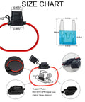Must Have 12V Mini Fuse Holder Kit With 120 Piece Multi Size Blade Fuses 2A 3A 5A Seven Point Five Amp 10A 15A 20A 25A 30A 35A And 10 Inline 14AWG Holders For Easy Car Audio And RV Protection featuring size chart and components