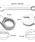 18mm Industrial Grade Chrome Vanadium Wrench With Forged Heat Treated Construction 12 Point Openings For Precise Fit Chrome Plated