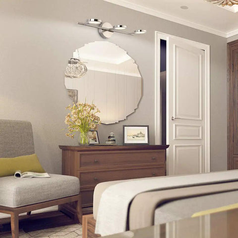 Modern LED Vanity Light Fixture In Nickel Finish With 3 Light Swing Arm Wall Sconces over decorative bathroom mirror